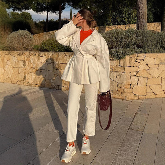 Damen modische Oversized-Blazerjacke mit ausgefallenem Schnitt R&B