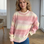 Damen lässiger Pullover mit sanften Farbverlauf und Rundhalsausschnitt R&B
