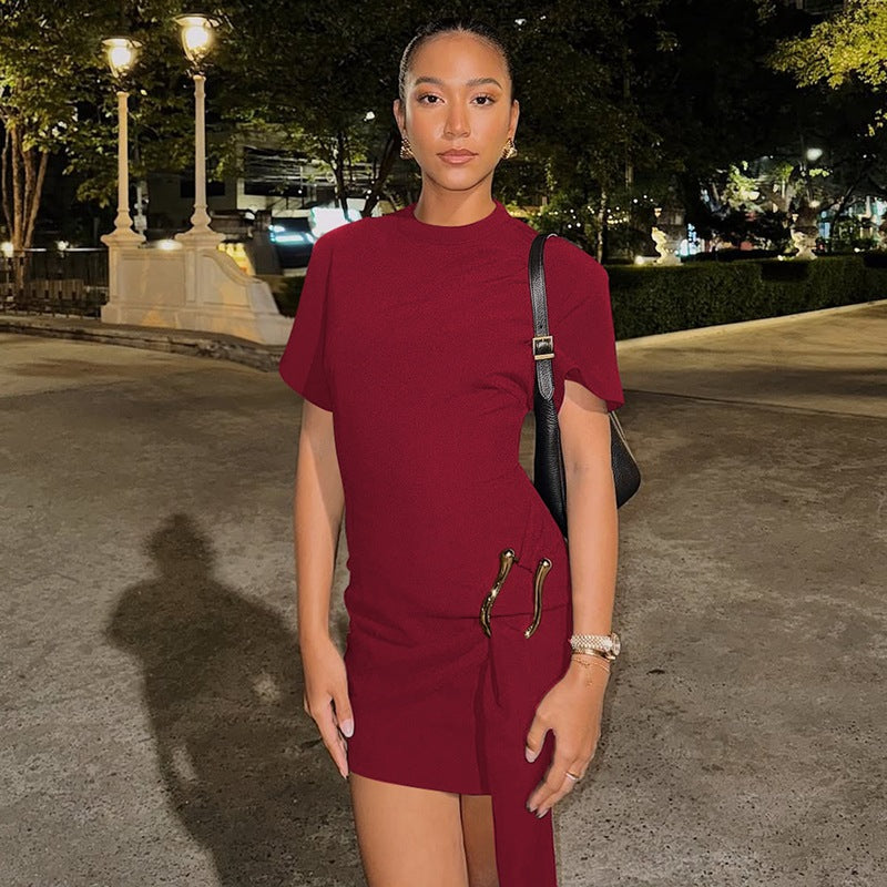 Damen Asymmetrisches Minikleid mit elegantem Schlitz und raffinierten Details R&B