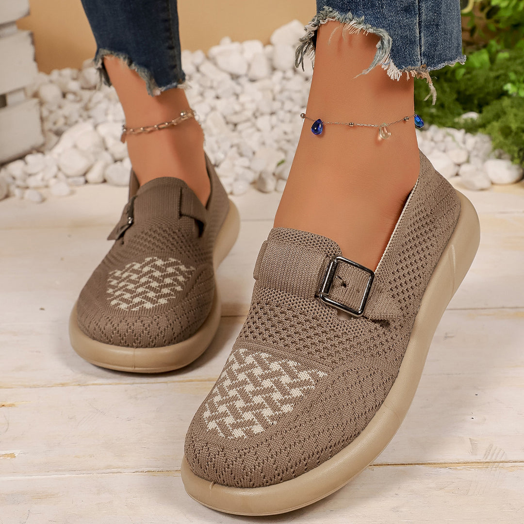Damen Komfortable Slip-On Sneakers mit modischem Riemendesign R&B