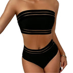 Damen Bandeau-Bikini mit transparenten Akzenten R&B