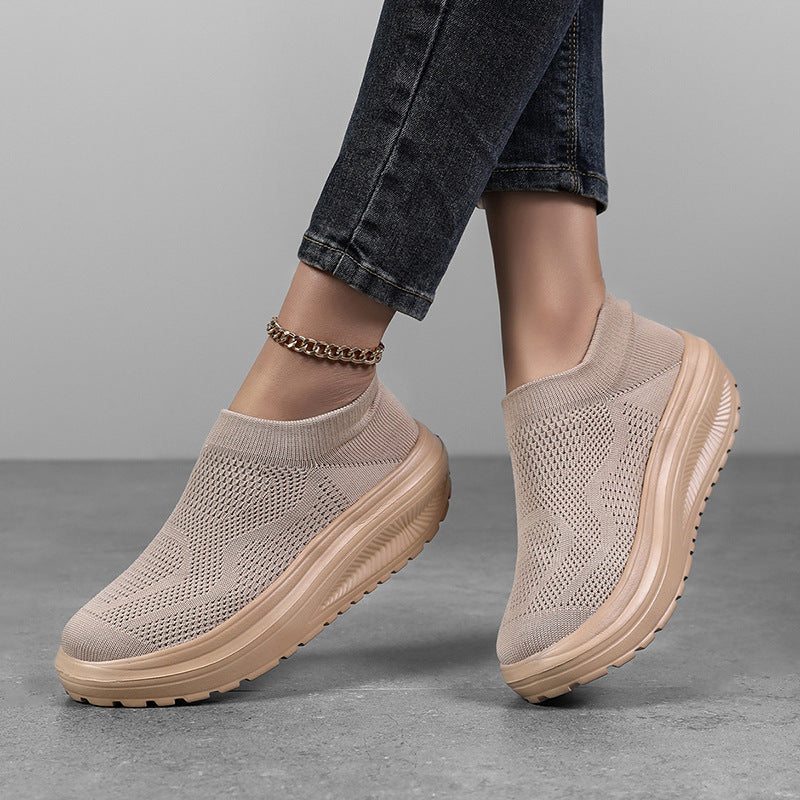 Damen bequeme Slip-On Sneakers mit atmungsaktivem Obermaterial