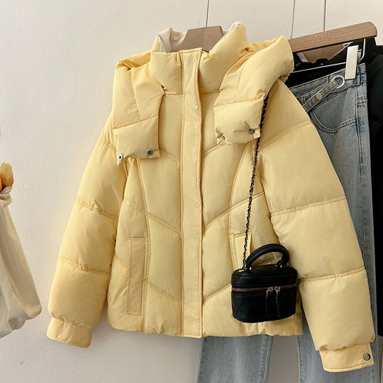 Damen modische pufferjacke mit hohem Kragen und praktischen Taschen R&B