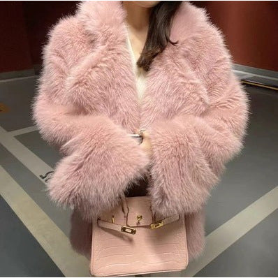 Damen Flauschige Kunstpelzjacke mit weiter Silhouette R&B