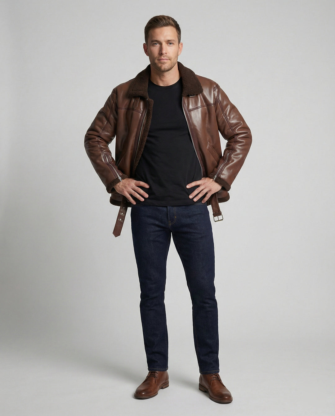 Herren Kunstlederjacke mit Kragen