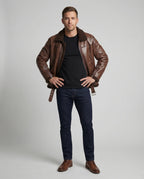 Herren Kunstlederjacke mit Kragen