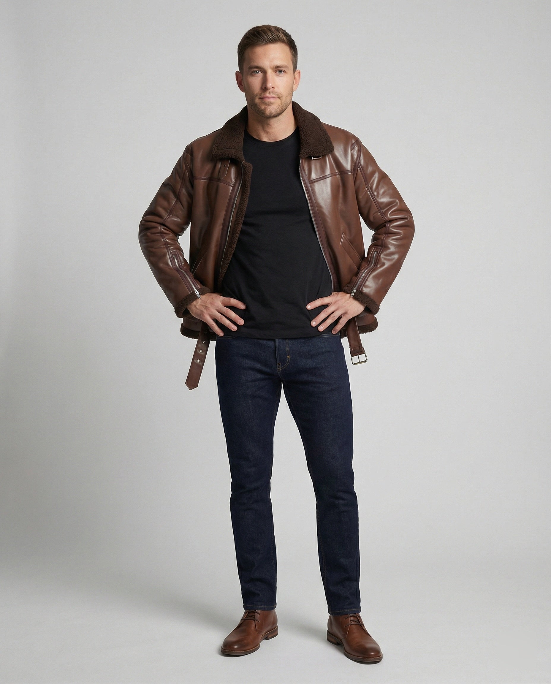 Herren Kunstlederjacke mit Kragen