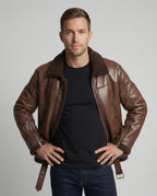 Herren Kunstlederjacke mit Kragen
