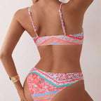 Damen Zweiteiliges Bikini-Set mit floralem Muster und dekorativen Details R&B