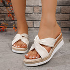 Damen Wedge-Pantoletten mit elegantem Knotendesign und flexiblem Fußbett R&B
