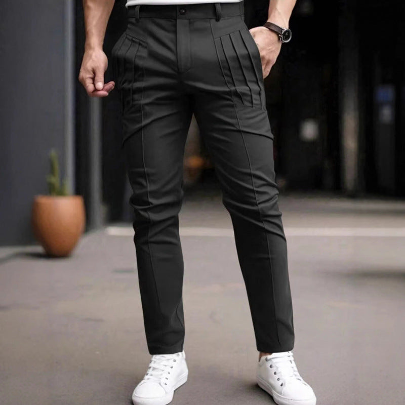 Herren Stoffhose Slim Fit mit Bundfalten