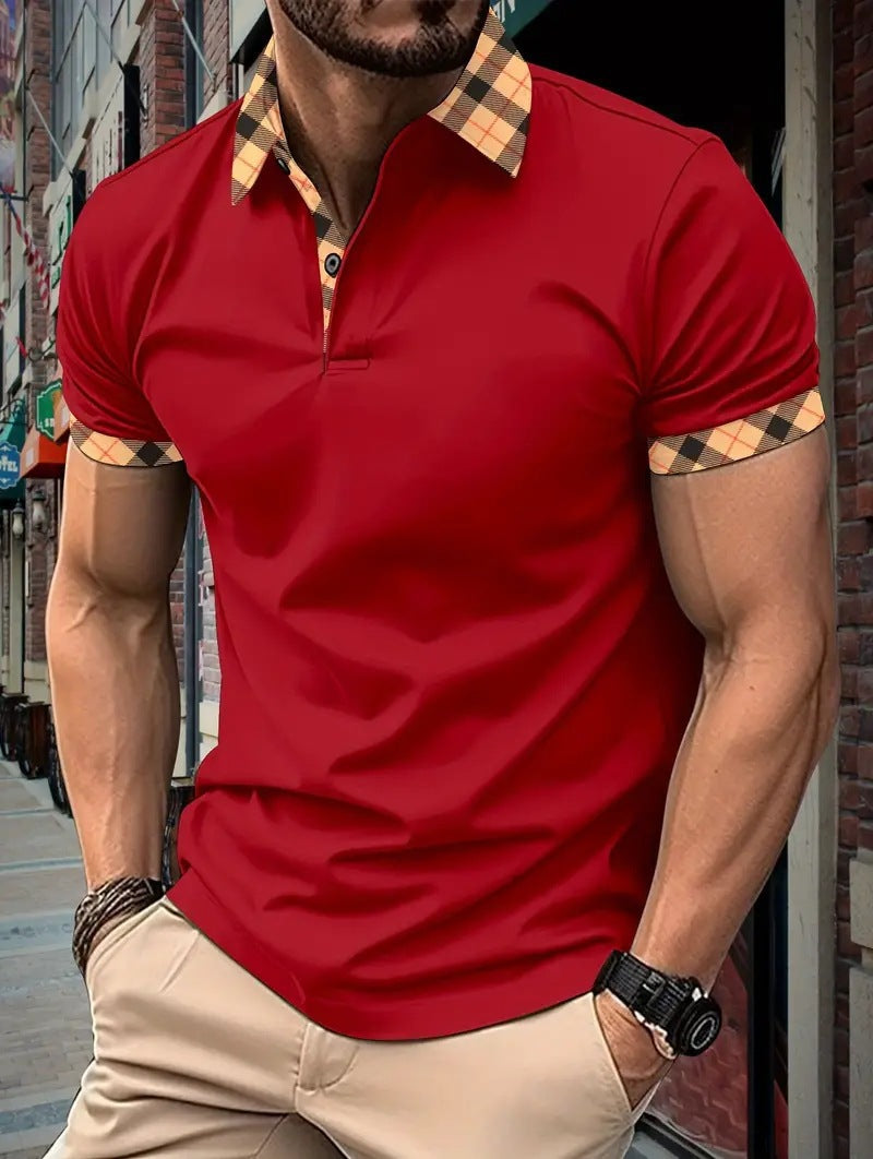Herren Polohemd mit modernem Karokragen und feuchtigkeitsregulierender Technologie R&B