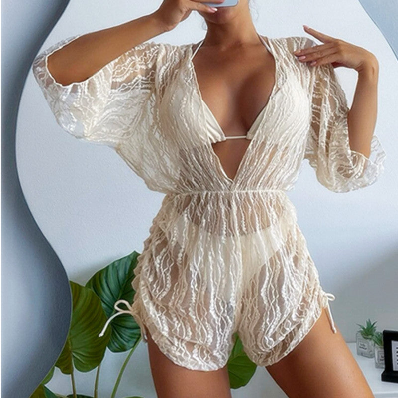 Damen Transparente Strandoveralls R&B