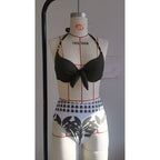 Damen Triangel-Bikini-Oberteil mit elegantem Knoten und Schmuckdetails R&B