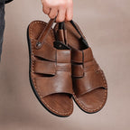Herren Bequeme und elegante Leder-Sandalen mit verstellbarem Riemensystem R&B