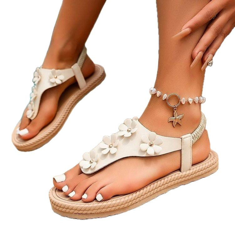 Damen modische Zehentrenner mit floralem Design und flexiblem Fußbett R&B