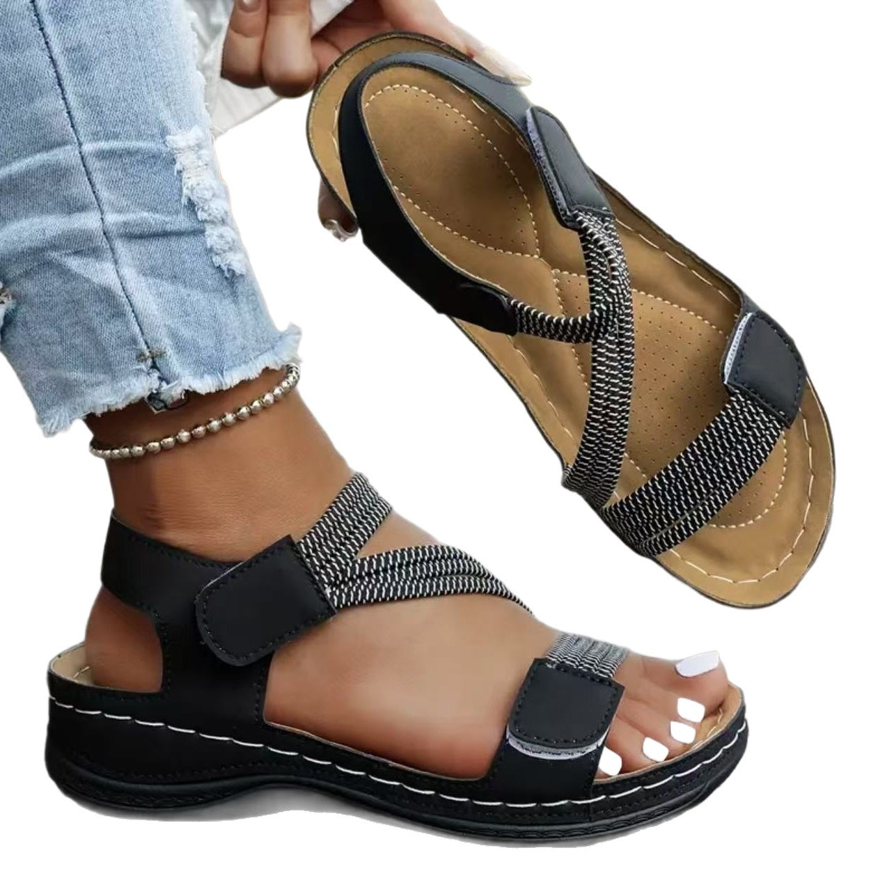 Damen Komfortable Sandalen mit verstellbaren Riemen R&B