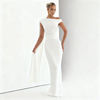 Damen Elegantes Langes Abendkleid mit Ein-Schulter-Design R&B