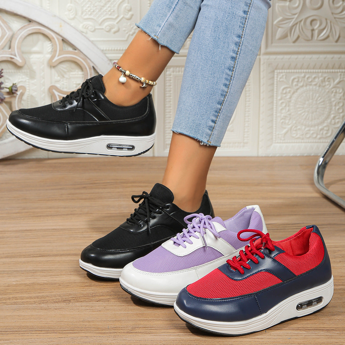 Damen Sportliche Air-Optimierte Sneakers mit atmungsaktivem Netzobermaterial R&B