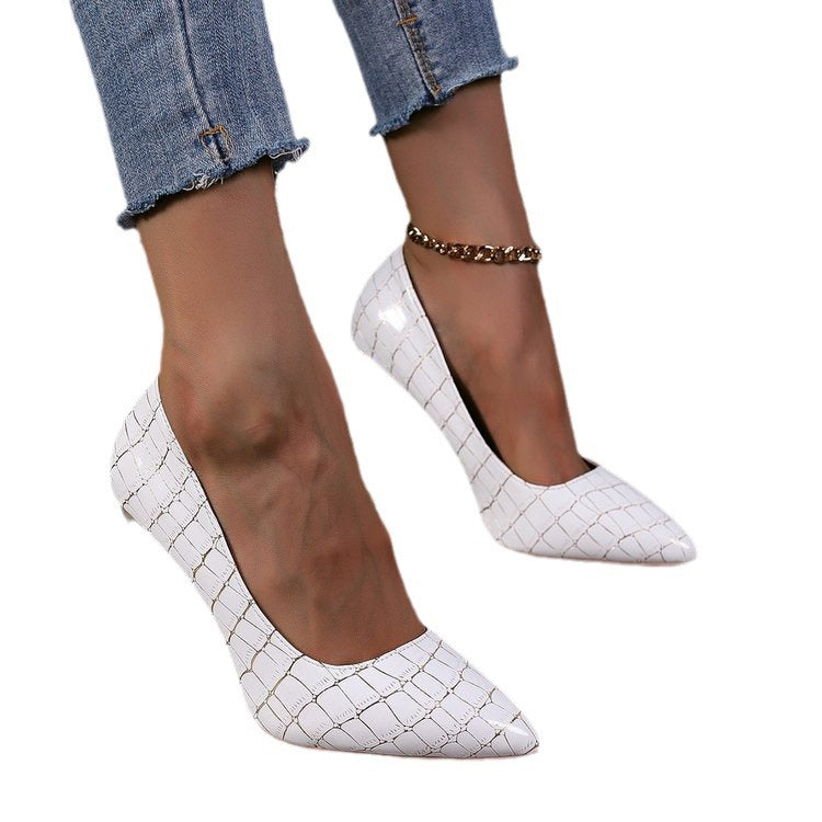 Damen Elegante High Heel Pumps mit glänzendem Krokodil-Design und markantem Absatz R&B