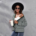 Damen Grobstrickpullover mit modischem Wellenmuster und weitem Schnitt R&B