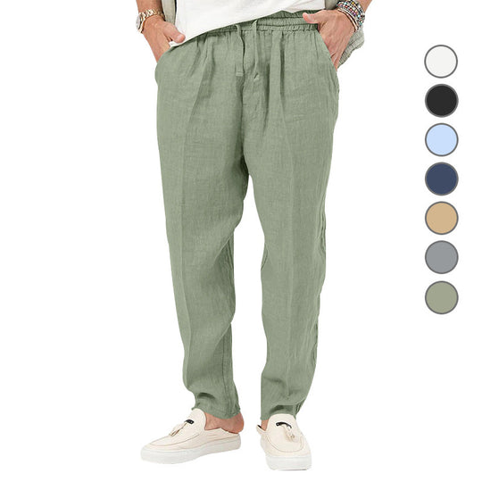 Herren Leichte Leinenhose mit elastischem Bund und praktischen Eingrifftaschen R&B