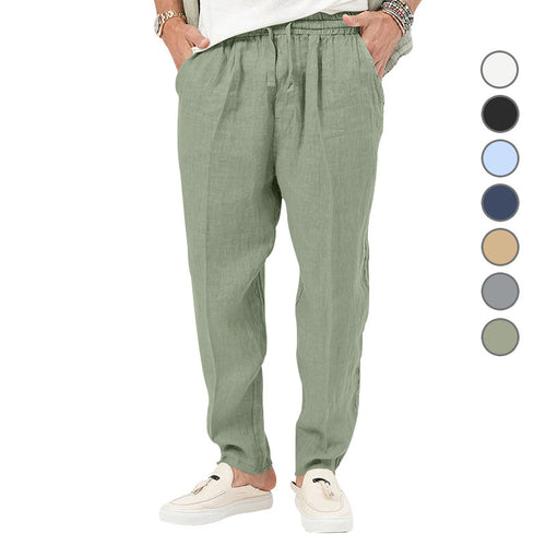 Herren Leichte Leinenhose mit elastischem Bund und praktischen Eingrifftaschen R&B