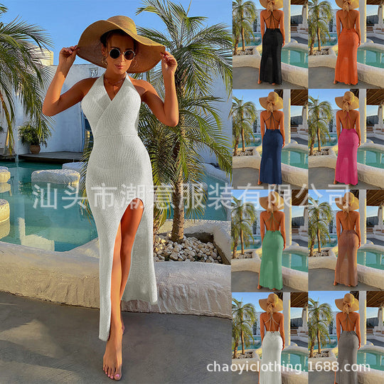 Damen Maxikleid mit extravaganter Beinschlitze R&B