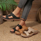 Damen Komfortable Fußbett-Sandalen mit floralem Design