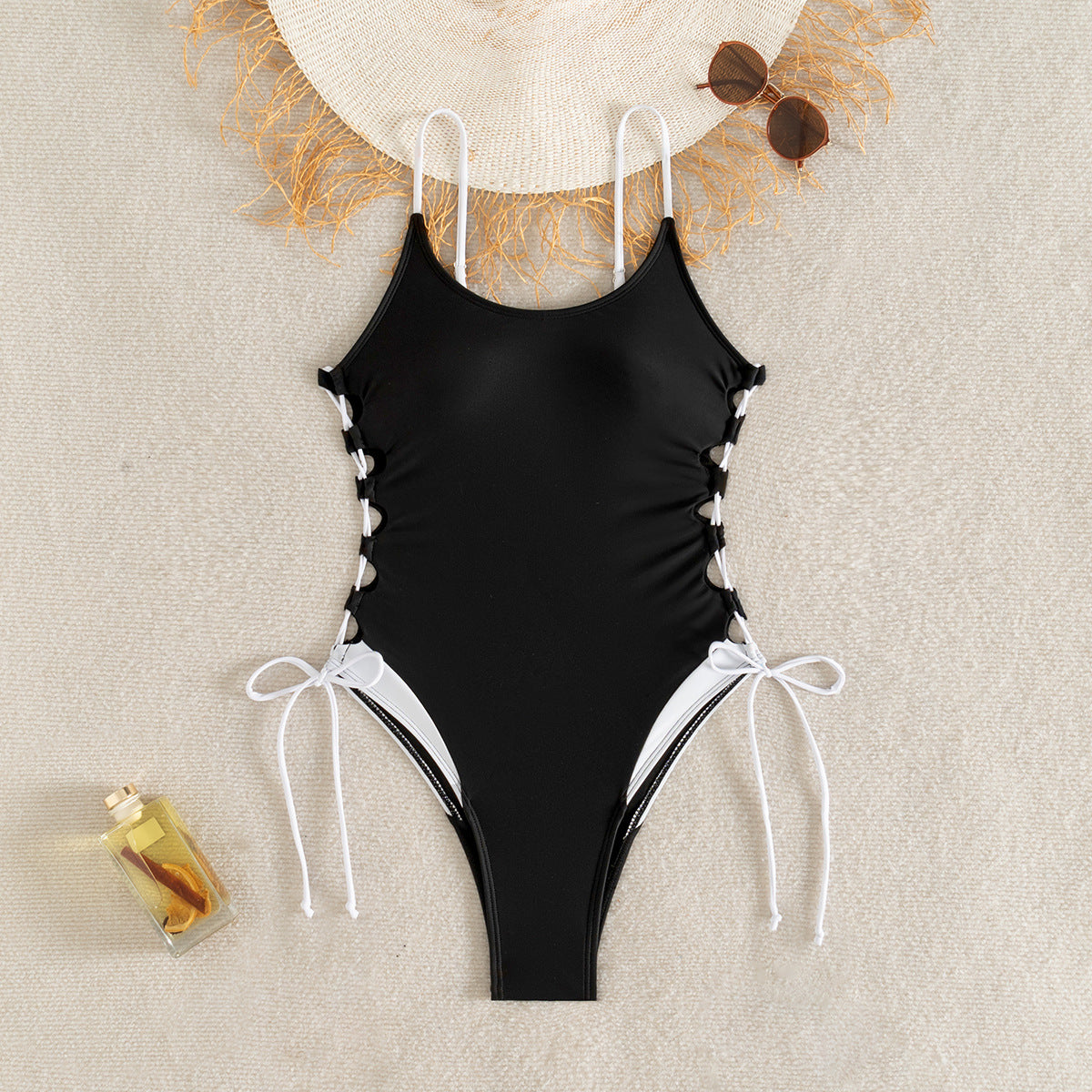 Damen Sportlicher Einteiler mit verstellbaren Schnürdetails R&B