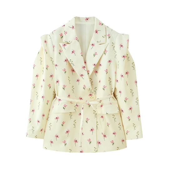 Damen eleganter Oversized-Blazer mit Gürteldetail R&B