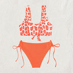 Damen Triangel-Bikini Set mit trendigem Leopardenmuster und verspieltem Knoten