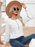 Damen Strickpullover mit eleganten Knopfdetails und modernem Zopfmuster R&B