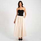 Damen Elegantes Maxikleid mit herzförmigem Ausschnitt und geschmeidigem Rock R&B