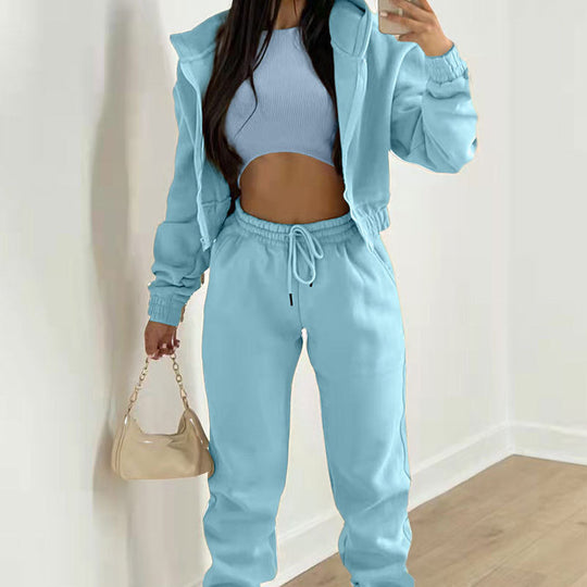 Jogginganzug Damen Lounge-Set mit Cropped Hoodie