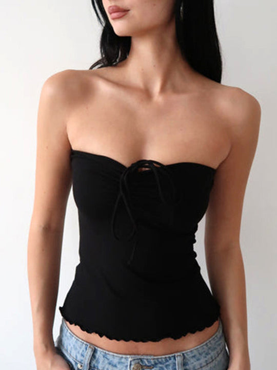 Damen Bandeau-Top mit zarten Rüschendetails und verstellbaren Trägern R&B