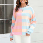 R&B | Farbiger Gestreifter Strickpullover Mit Stil