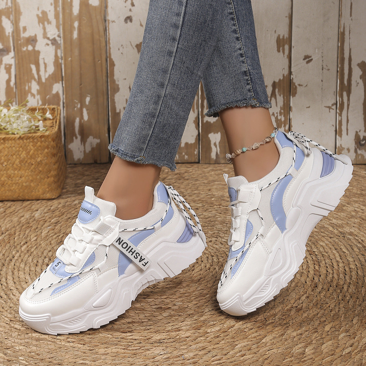 Damen Trendige und bequeme Chunky Sneaker mit atmungsaktivem Mesh-Obermaterial R&B