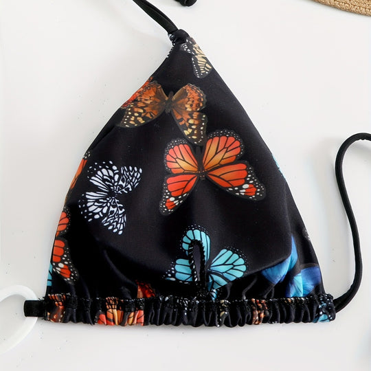 Damen Triangel-Bikini mit einzigartigem Schmetterlingsmuster R&B
