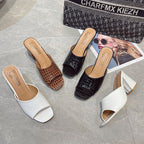 Damen Schicke Peeptoe-Pantoletten aus hochwertigem Leder mit Kroko-Optik R&B