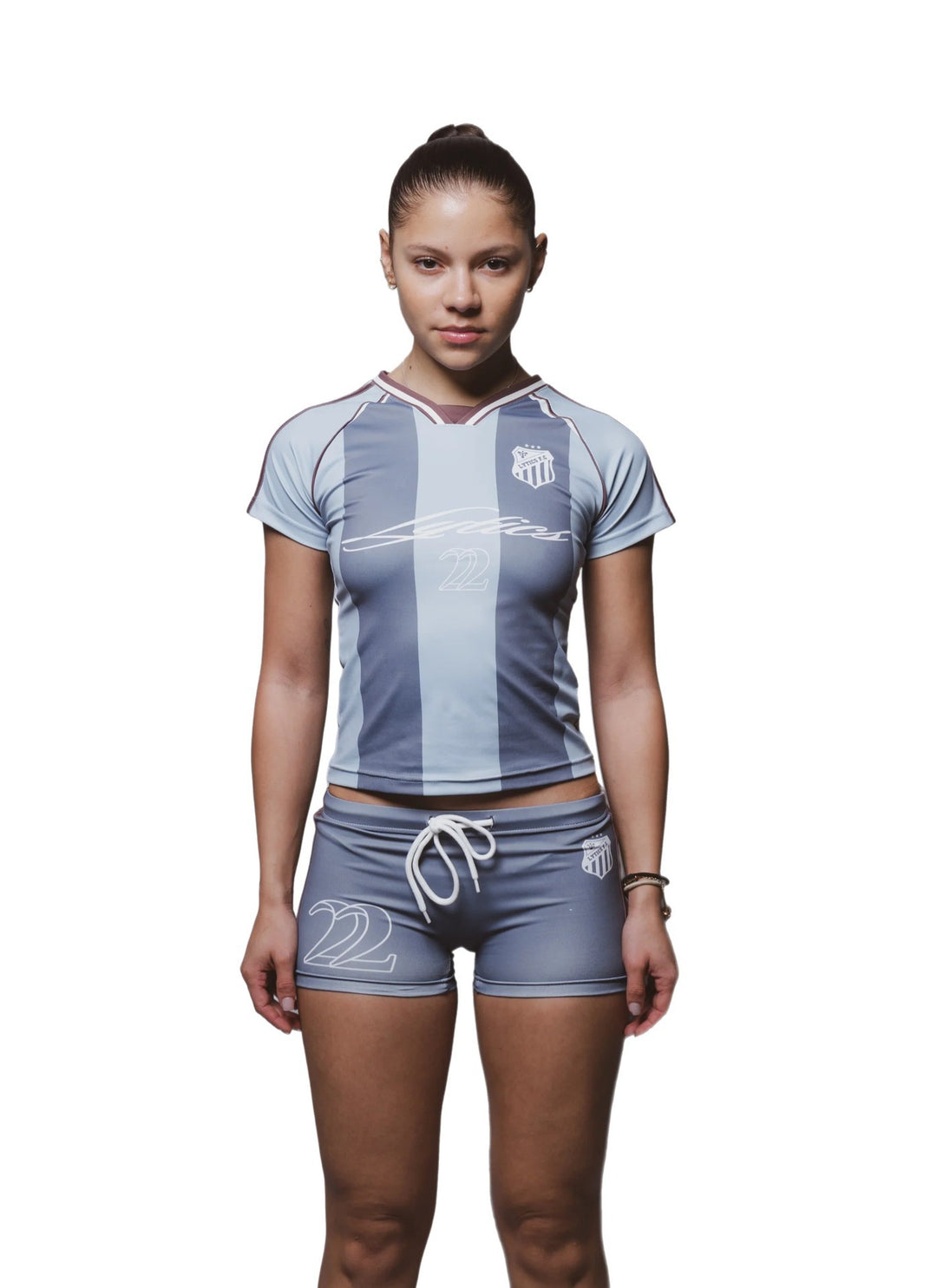 Damen Sport-Set mit figurbetonter Shorts und kurzärmeliger Oberteil R&B