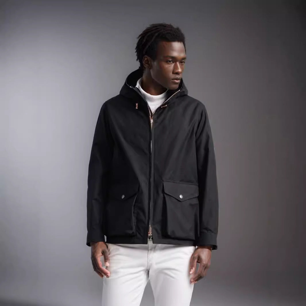 Herren funktionale Übergangsjacke mit abnehmbarer Kapuze R&B