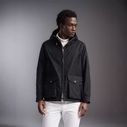 Herren funktionale Übergangsjacke mit abnehmbarer Kapuze R&B