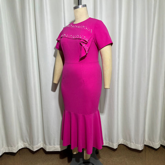 Damen Elegantes Figurbetontes Maxikleid mit Rüschendetails R&B