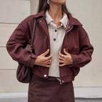 Damen Kunstlederjacke mit modernem Schnitt und praktischen Taschen R&B