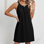 Damen lässiges Sommerkleid mit Spitzendetails und Hängeschlaufe R&B