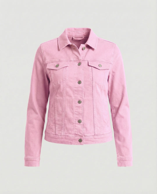 Damen Mode kurze klassische Jeansjacke mit aufgesetzten Brusttaschen und verkürztem Saum R&B