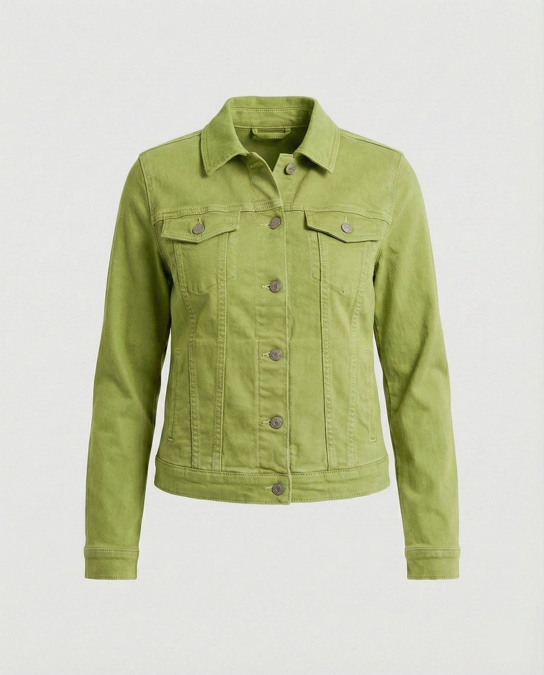 Damen Mode kurze klassische Jeansjacke mit aufgesetzten Brusttaschen und verkürztem Saum R&B