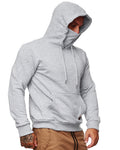 Herren nan Kapuzenpullover mit integriertem Schlauchkragen-Mundschutz, Kängurutasche und Rippbündchen R&B
