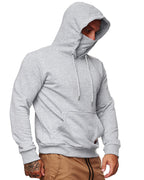 Herren nan Kapuzenpullover mit integriertem Schlauchkragen-Mundschutz, Kängurutasche und Rippbündchen R&B